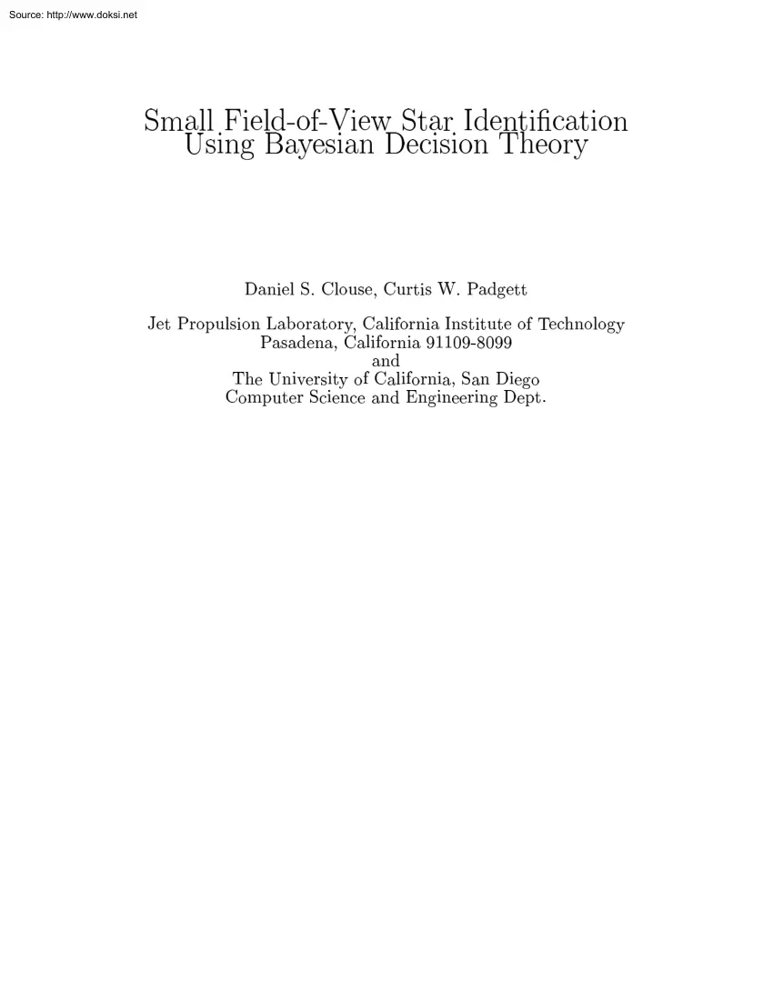 Daniel-Curtis - Small Field of View Star Identification Using Bayesian Decision Theory