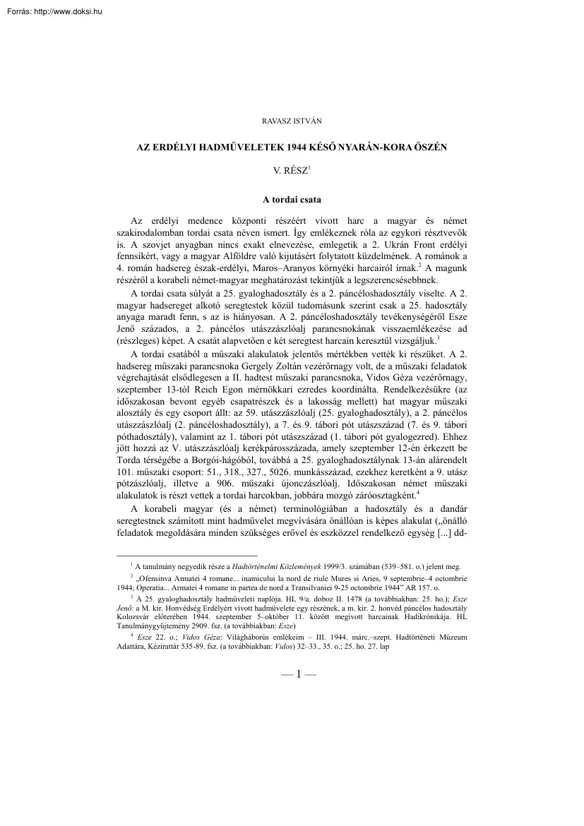Ravasz István - A tordai csata, 1944 nyara