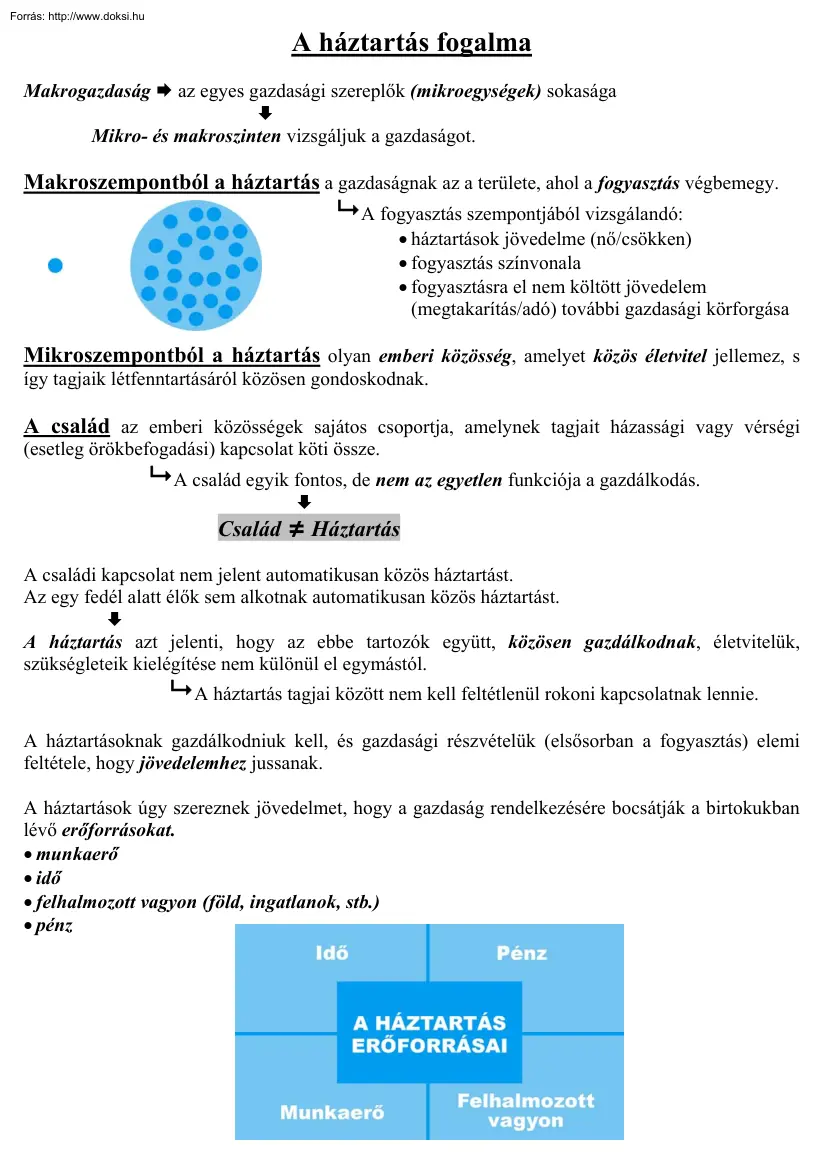 A háztartás fogalma
