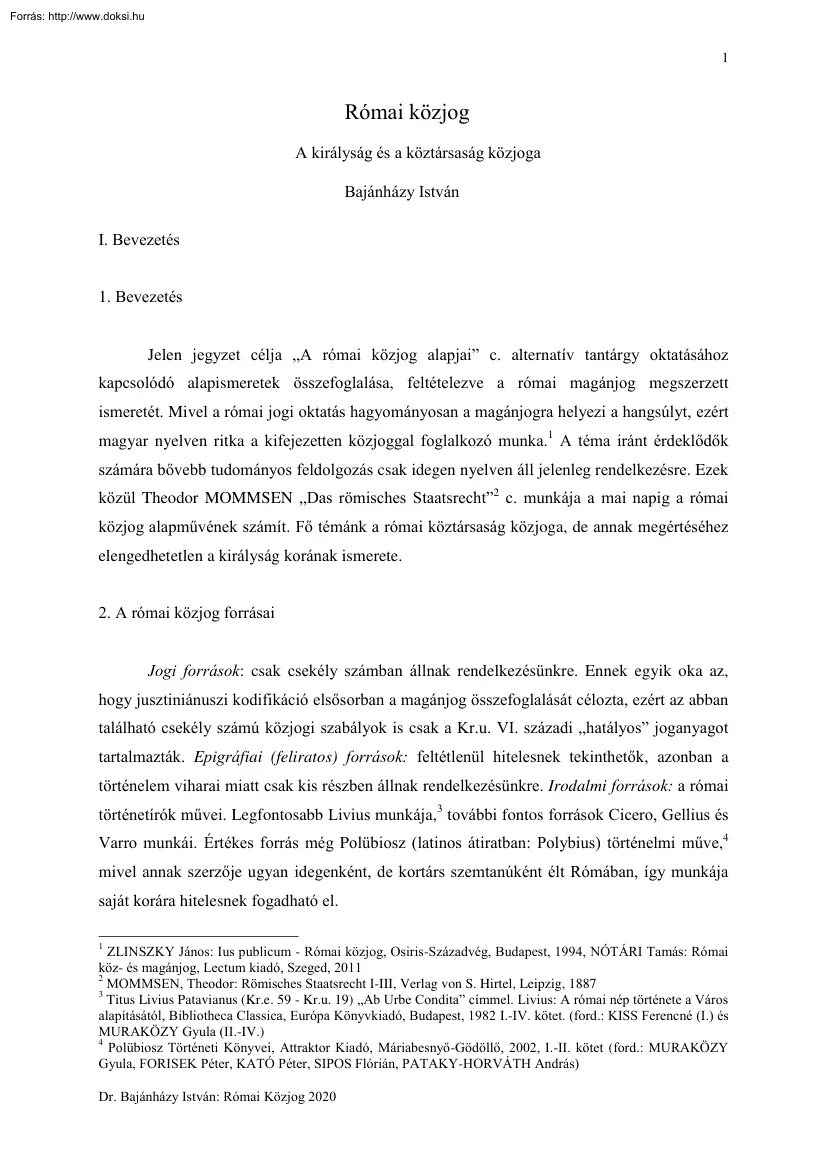 Bajánházy István - Római közjog