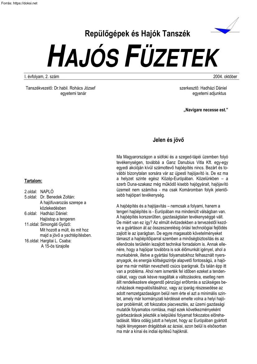 Hadházi Dániel - Hajós füzetek