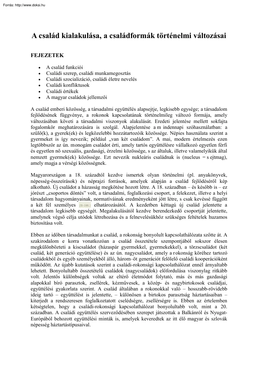 A család kialakulása