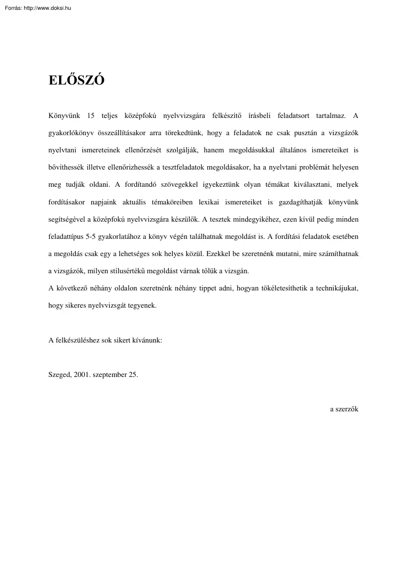 Német középfokú tesztek, fordítások
