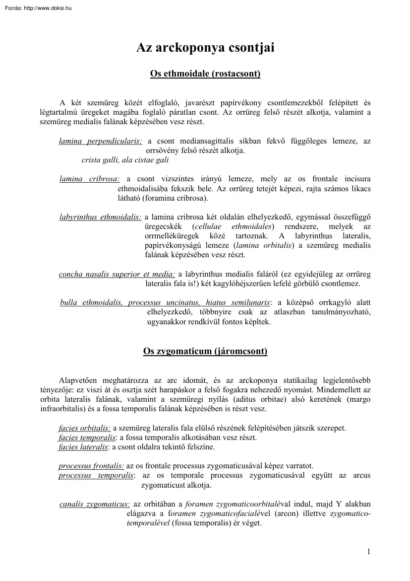 Az arckoponya csontjai