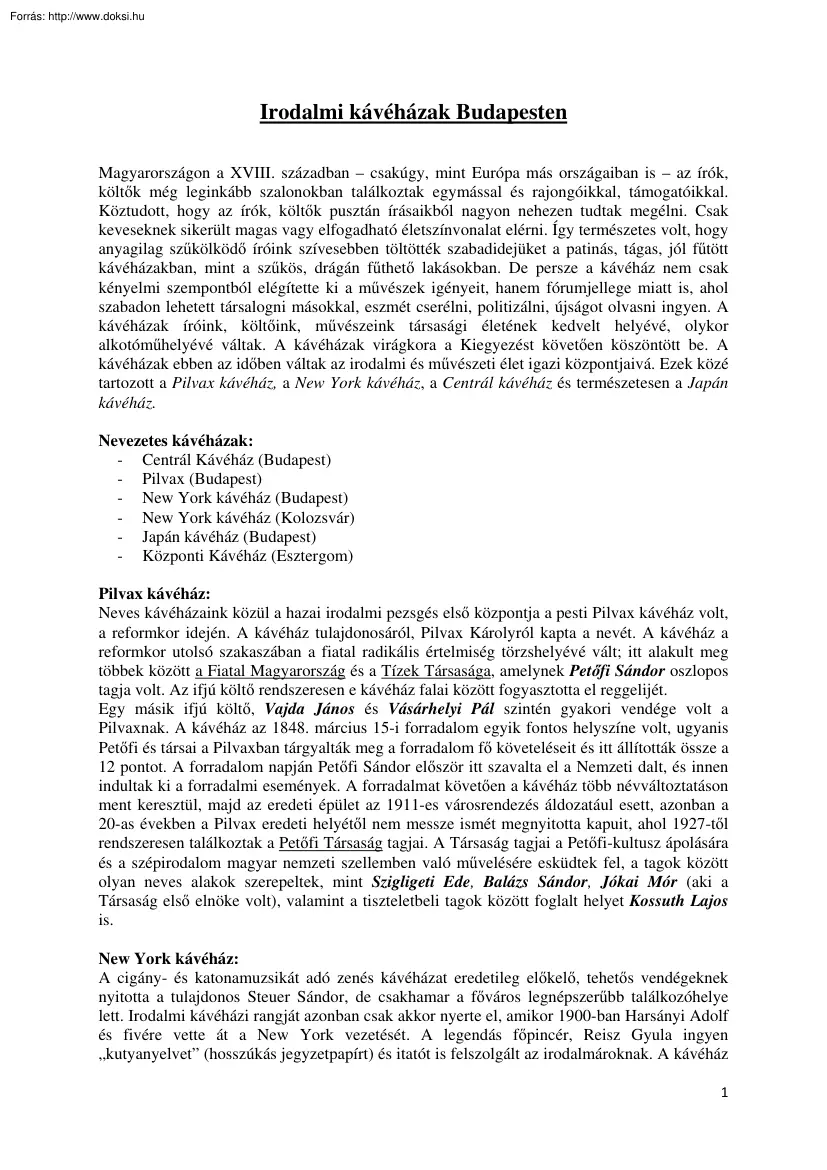 Irodalmi kávéházak Budapesten