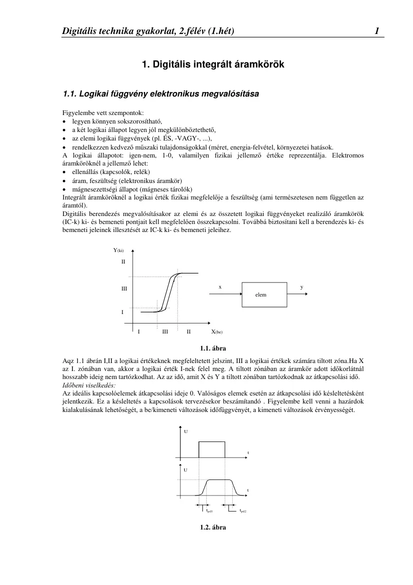Digitális Technika I. tételek