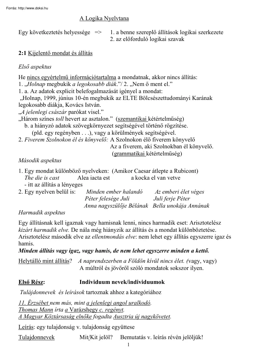 A logika nyelvtana