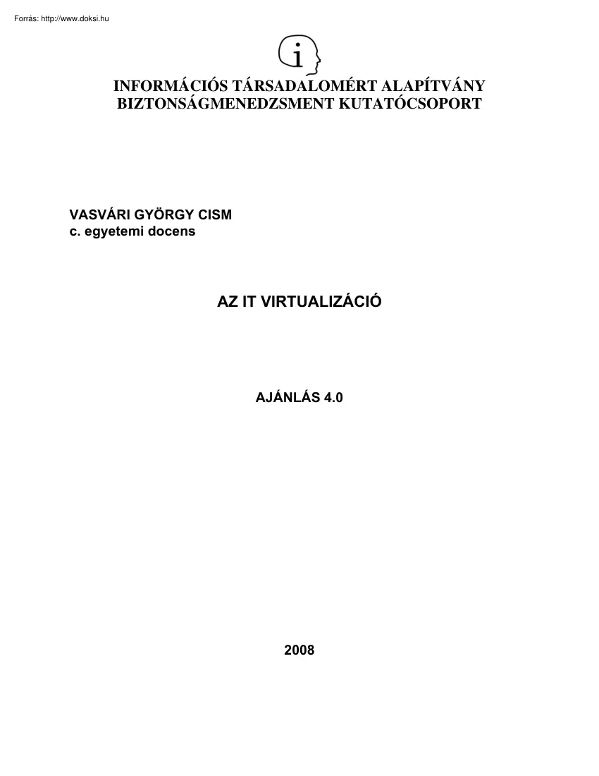 Vasváry György - IT virtualizáció