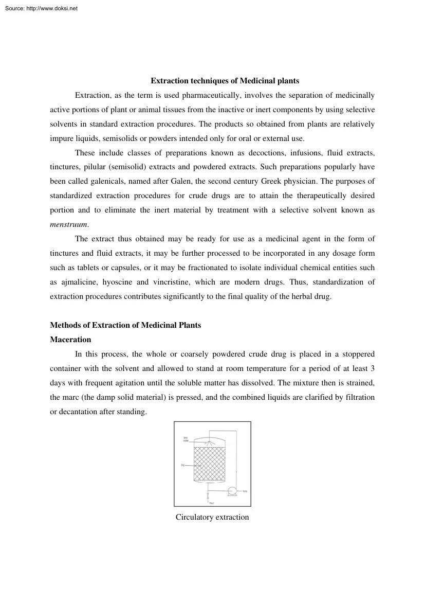 Extraction Techniques of Medicinal Plants