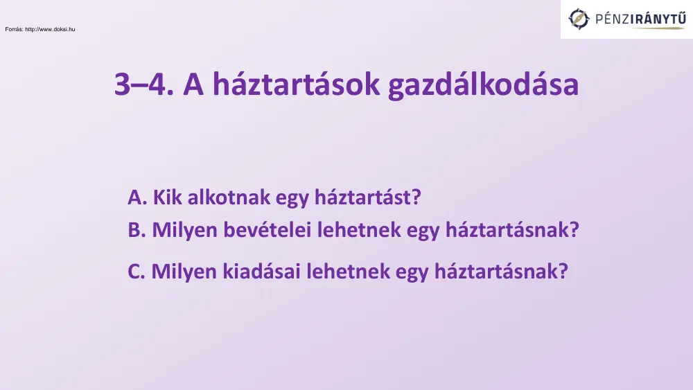A háztartások gazdálkodása