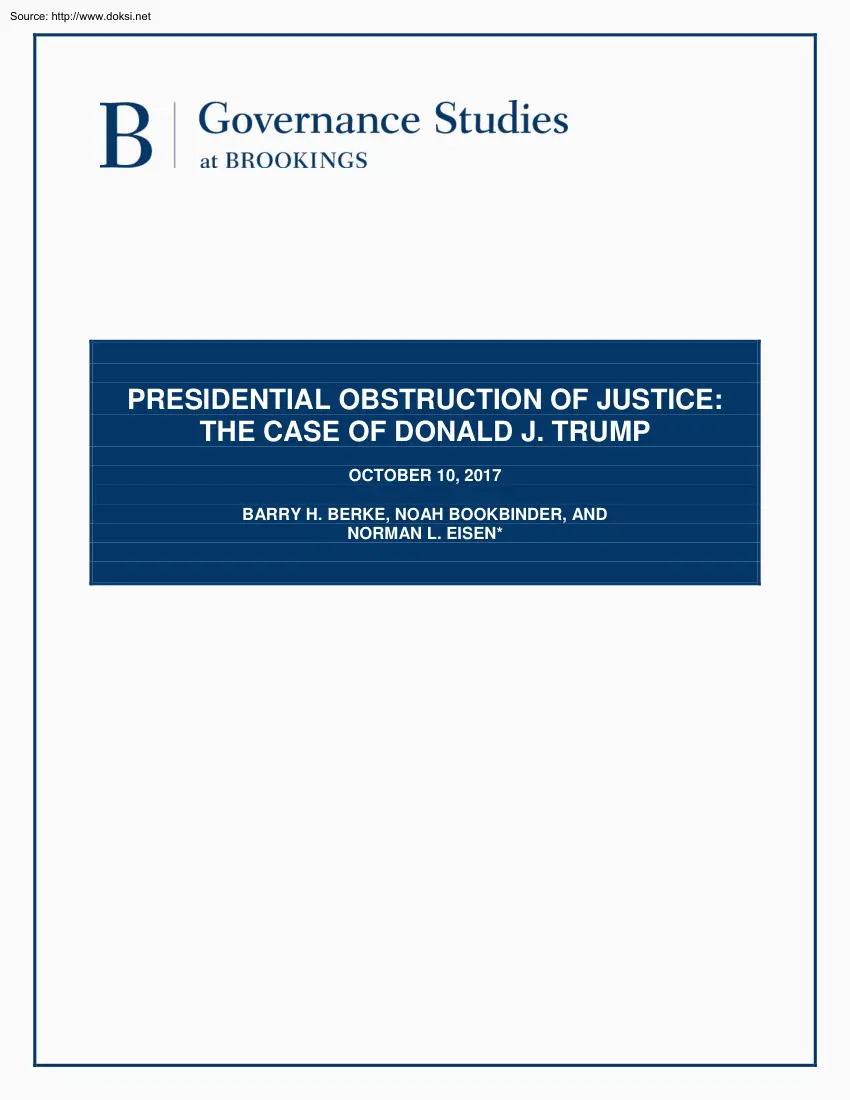 Berke-Bookbinder-Eisen - Presidental Obstruction of Justice, The Case of Donald J. Trump