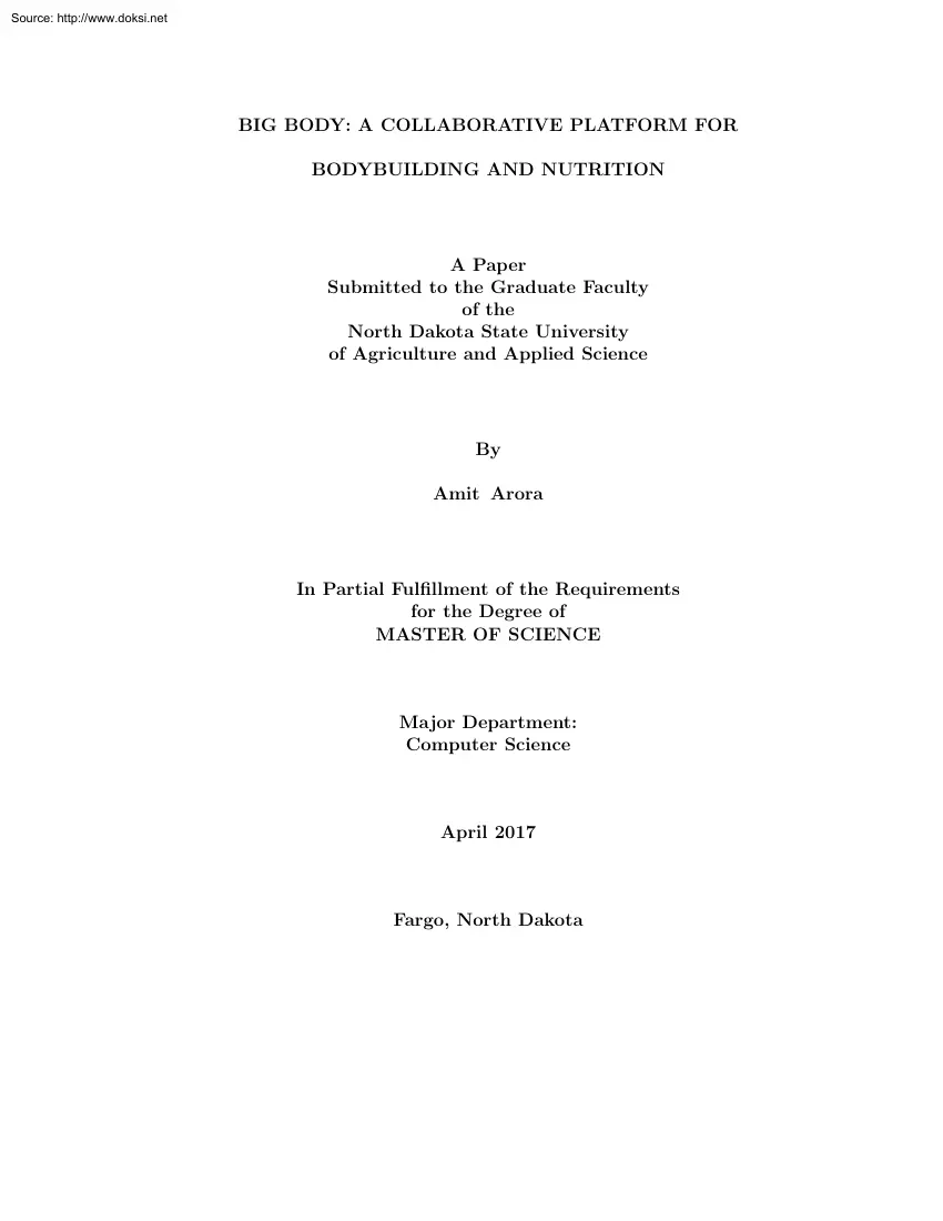 Amit Arora - Big Body, A Collaborative Platform for Bodybuilding and Nutrition