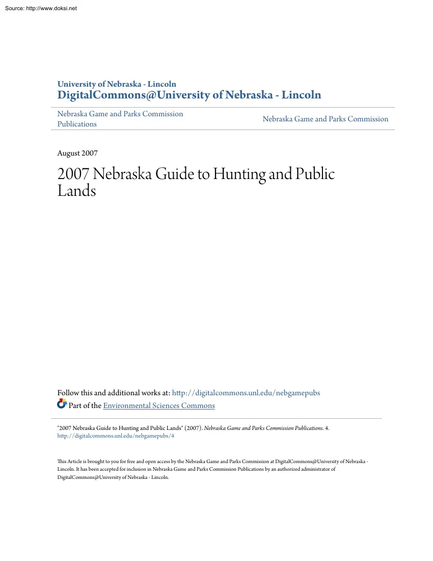 Nebraska Guide to Hunting and Public Lands