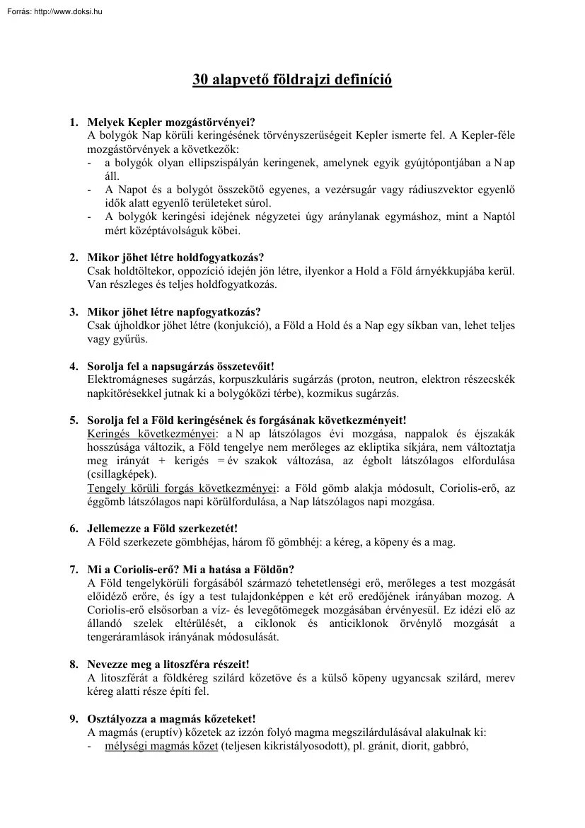 30 alapvető földrajzi definíció