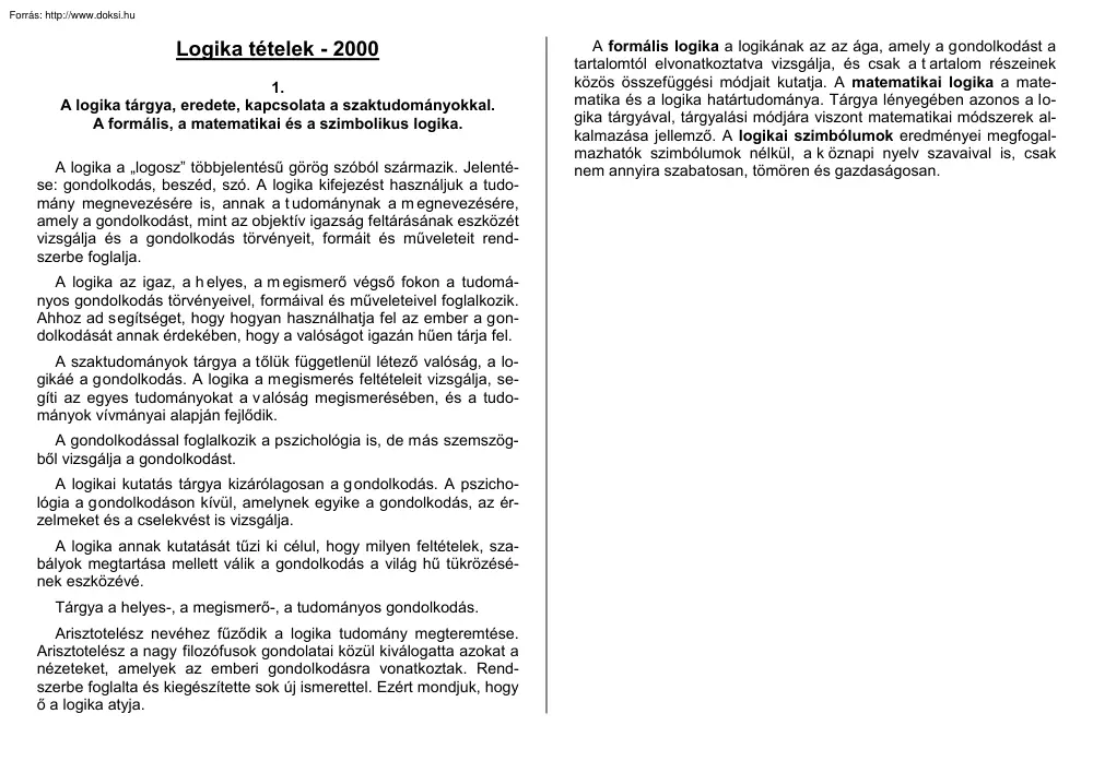 Logika tételek, 2000