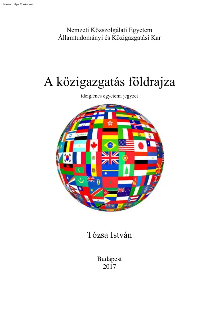 Tózsa István - A közigazgatás földrajza, ideiglenes egyetemi jegyzet