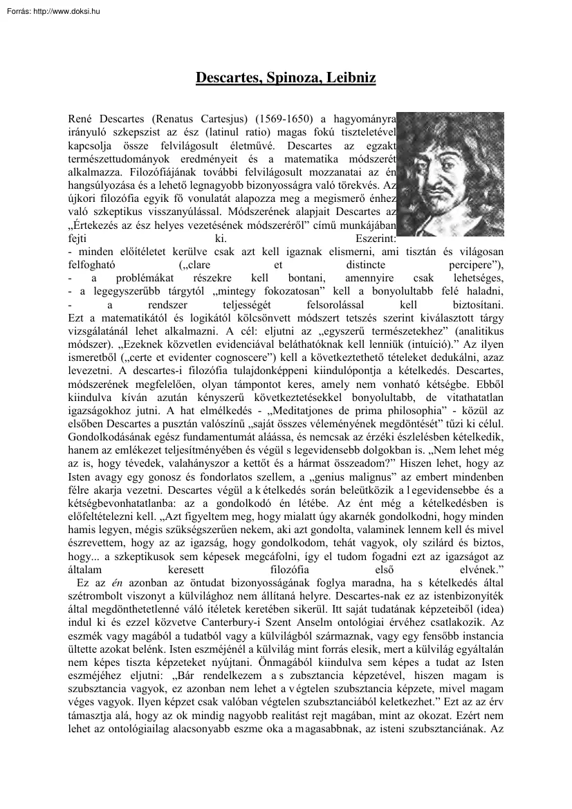 Descartes, Spinoza, Leibniz