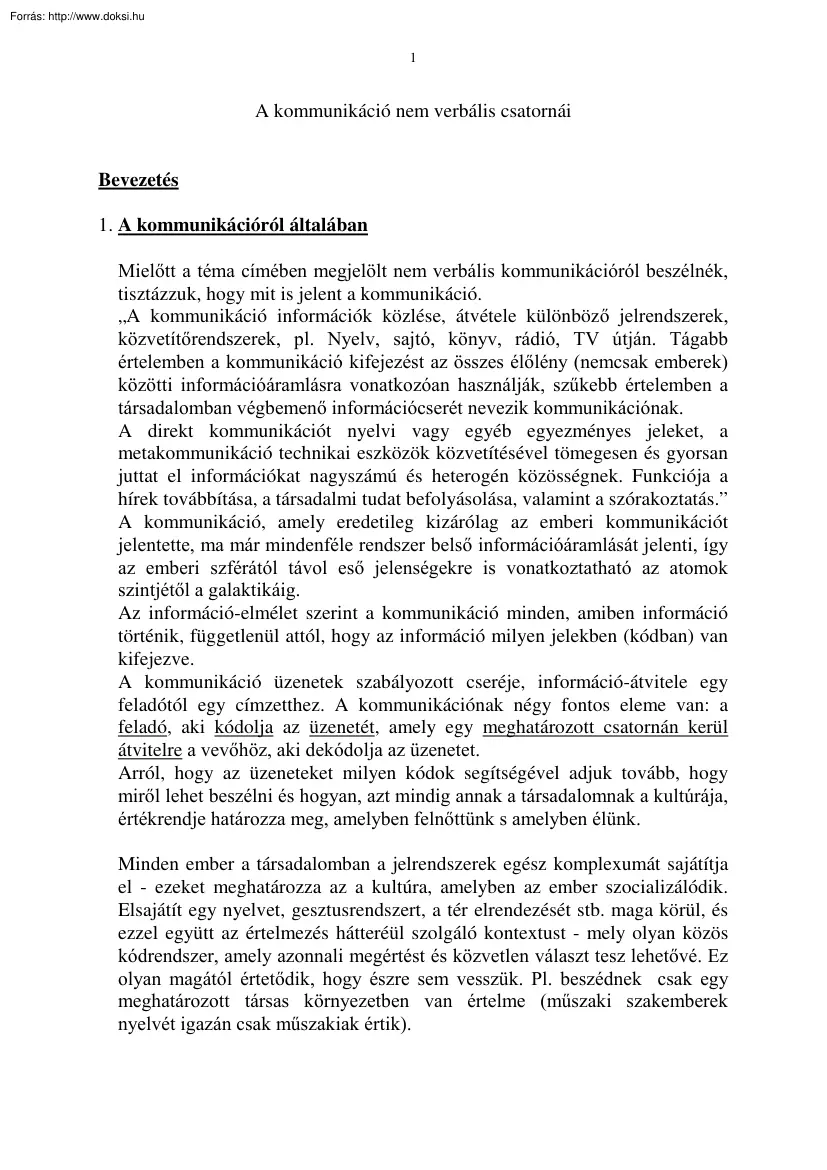 A kommunikáció nem verbális csatornái