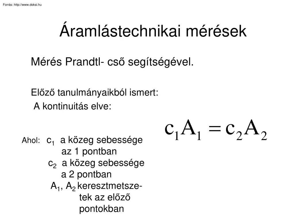 Áramlástechnikai mérések