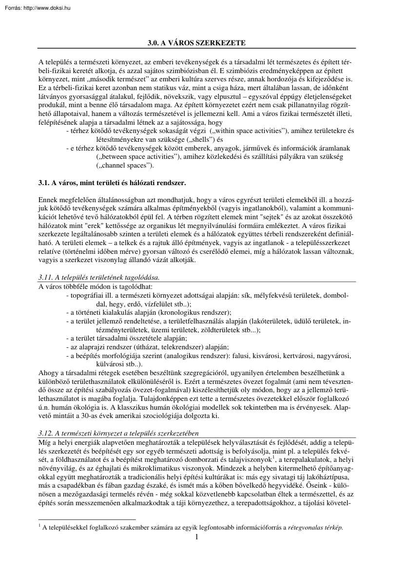 A város szerkezete
