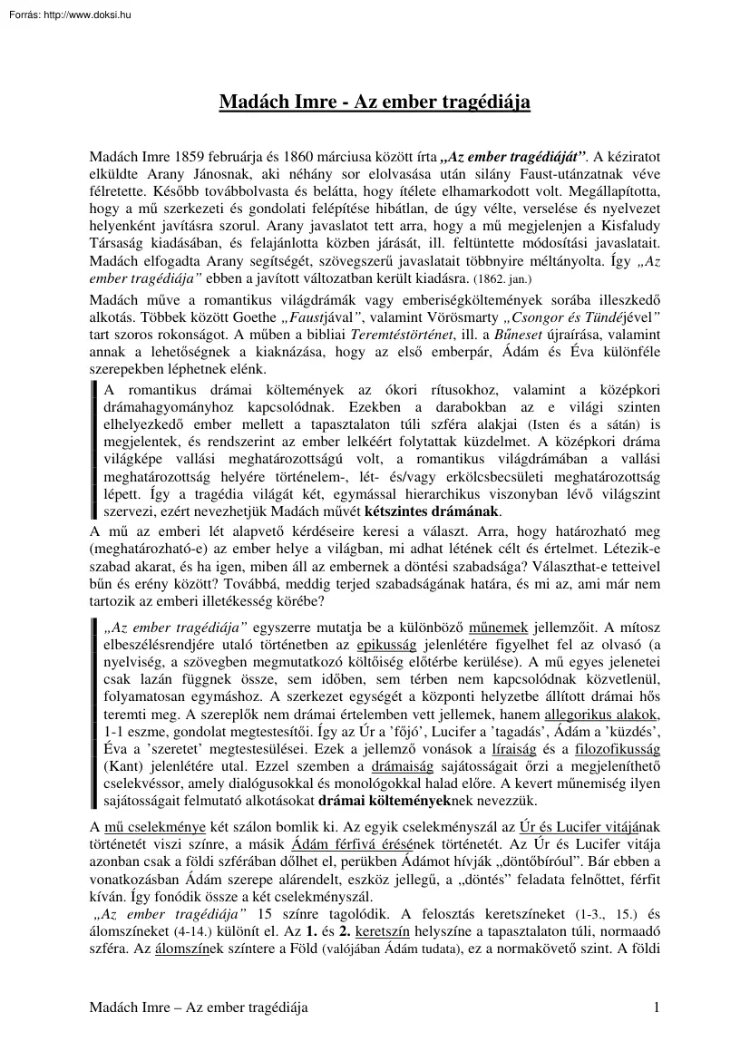 Madách Imre - Az ember tragédiája