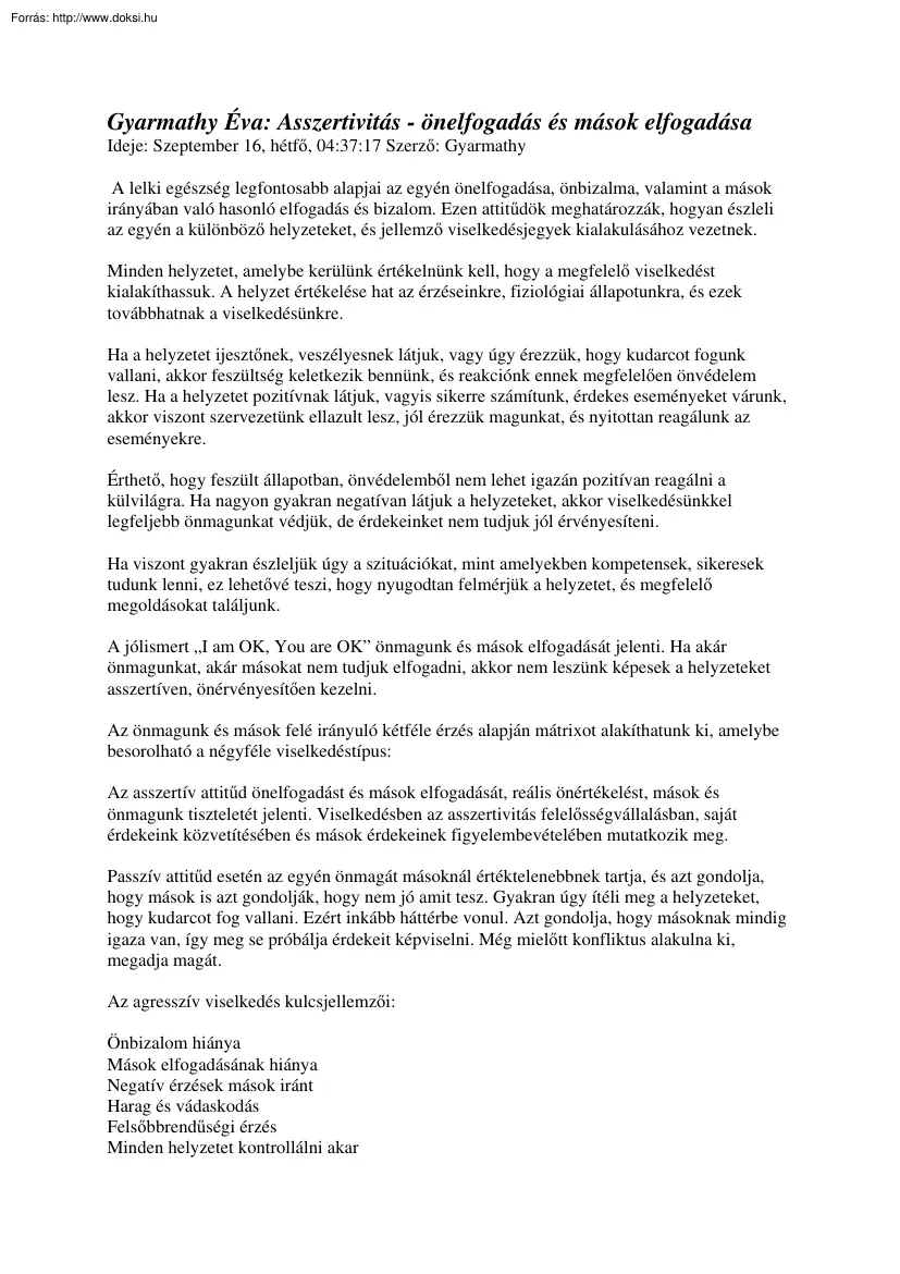 Gyarmathy Éva - Önelfogadás és mások elfogadása