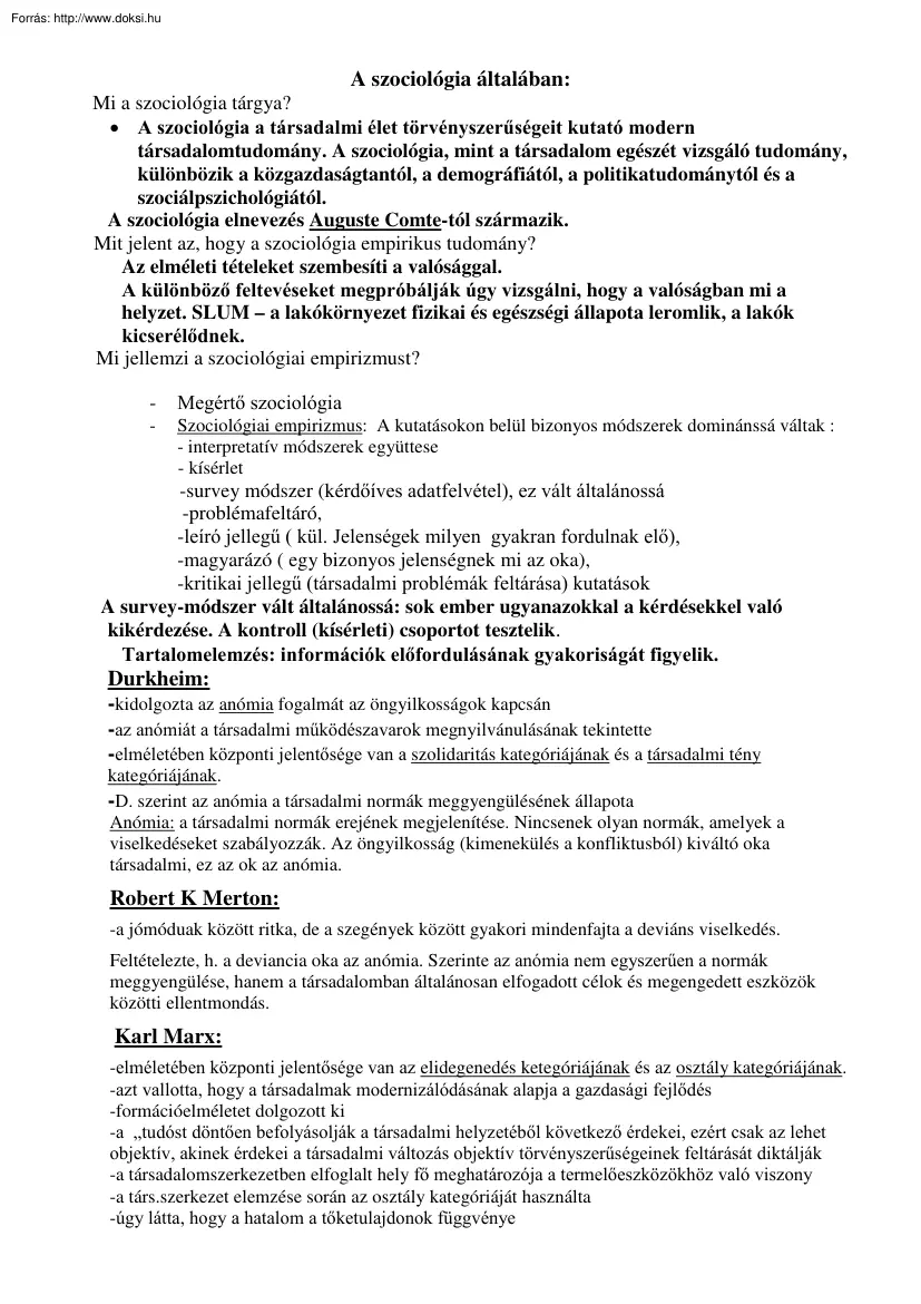 A szociológia általában