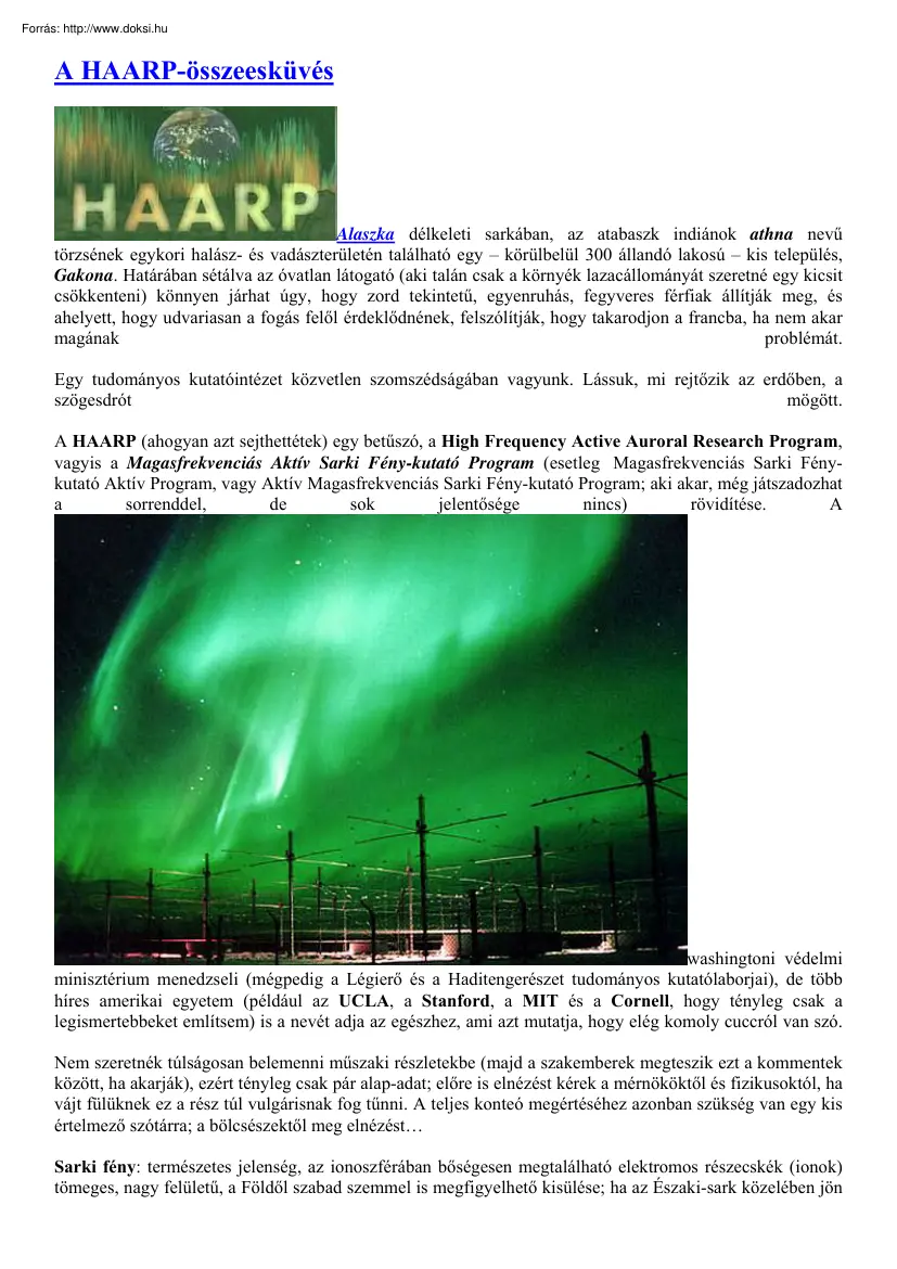 A HAARP összeesküvés