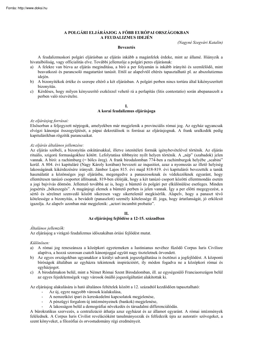 A polgári eljárásjog a főbb európai országokban