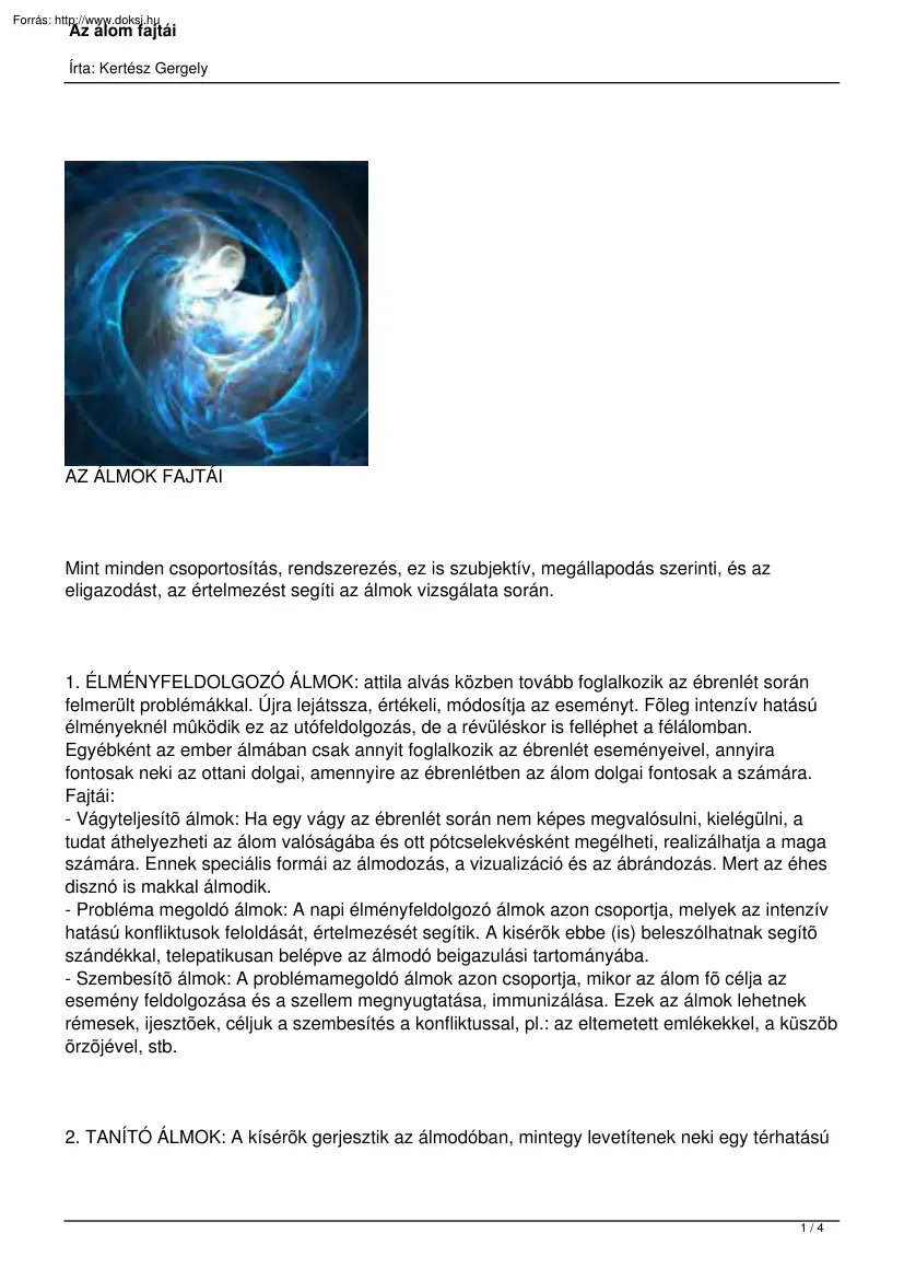 Kertész Gergely - Álmok fajtái