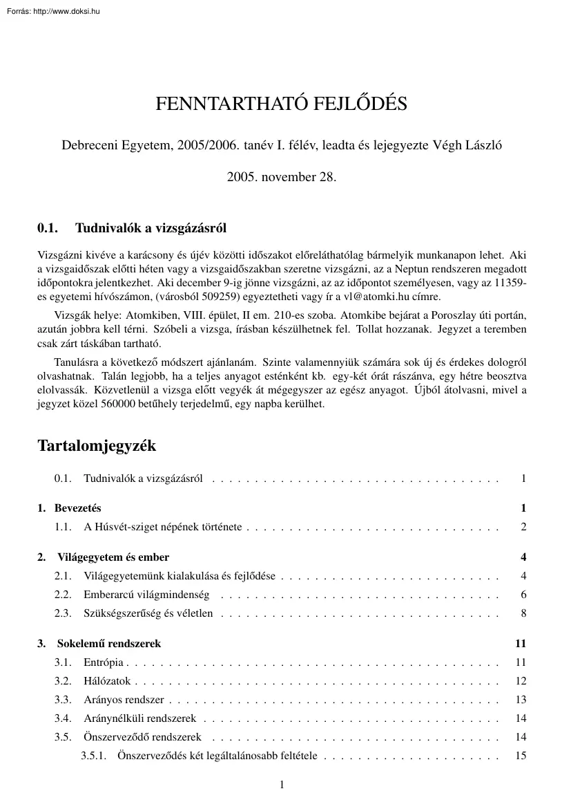 Végh László - Fenntartható fejlődés