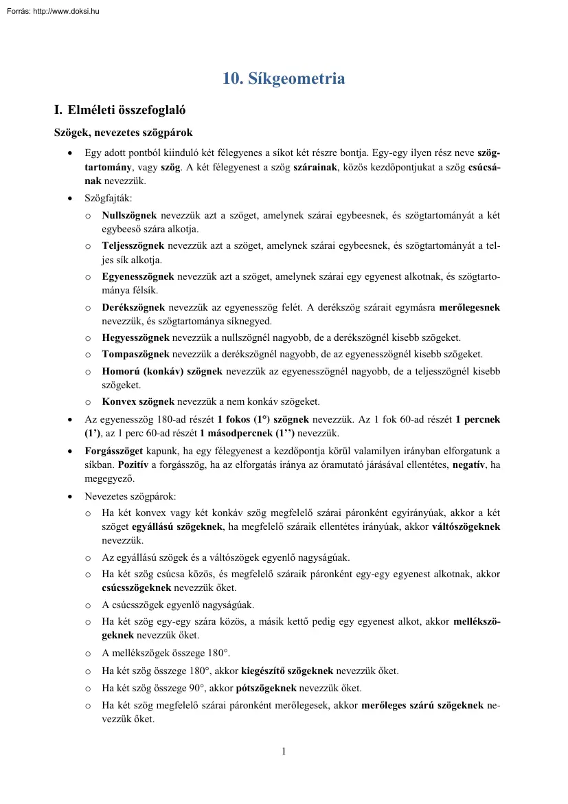 Síkgeometria, tétel