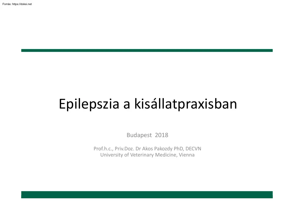 Epilepszia a kisállatpraxisban