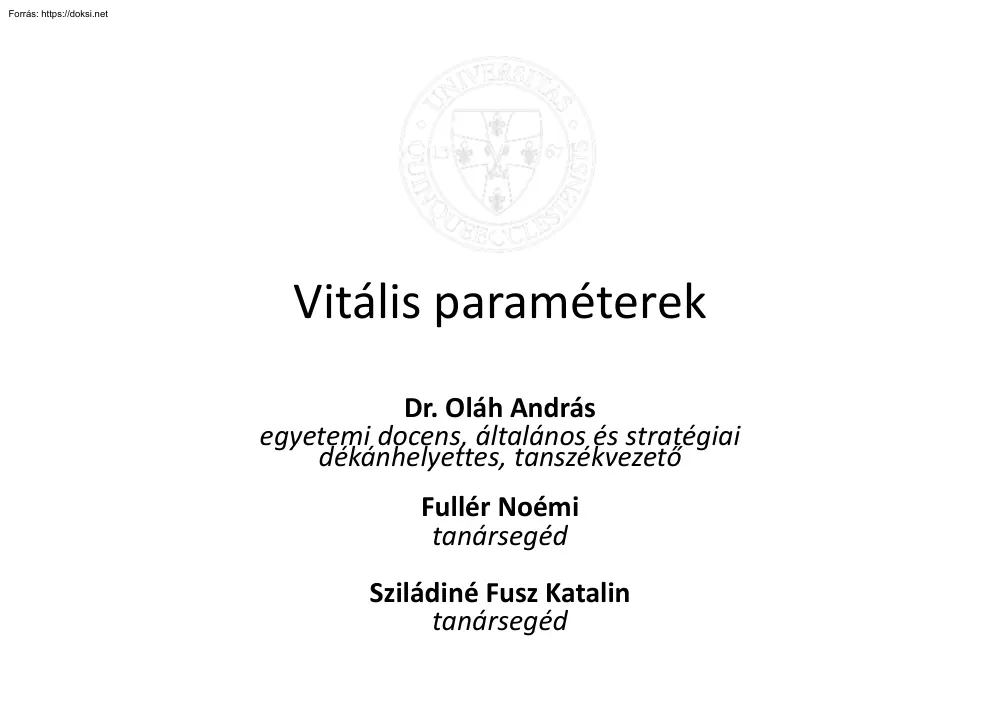 Dr. Oláh András - Vitális paraméterek
