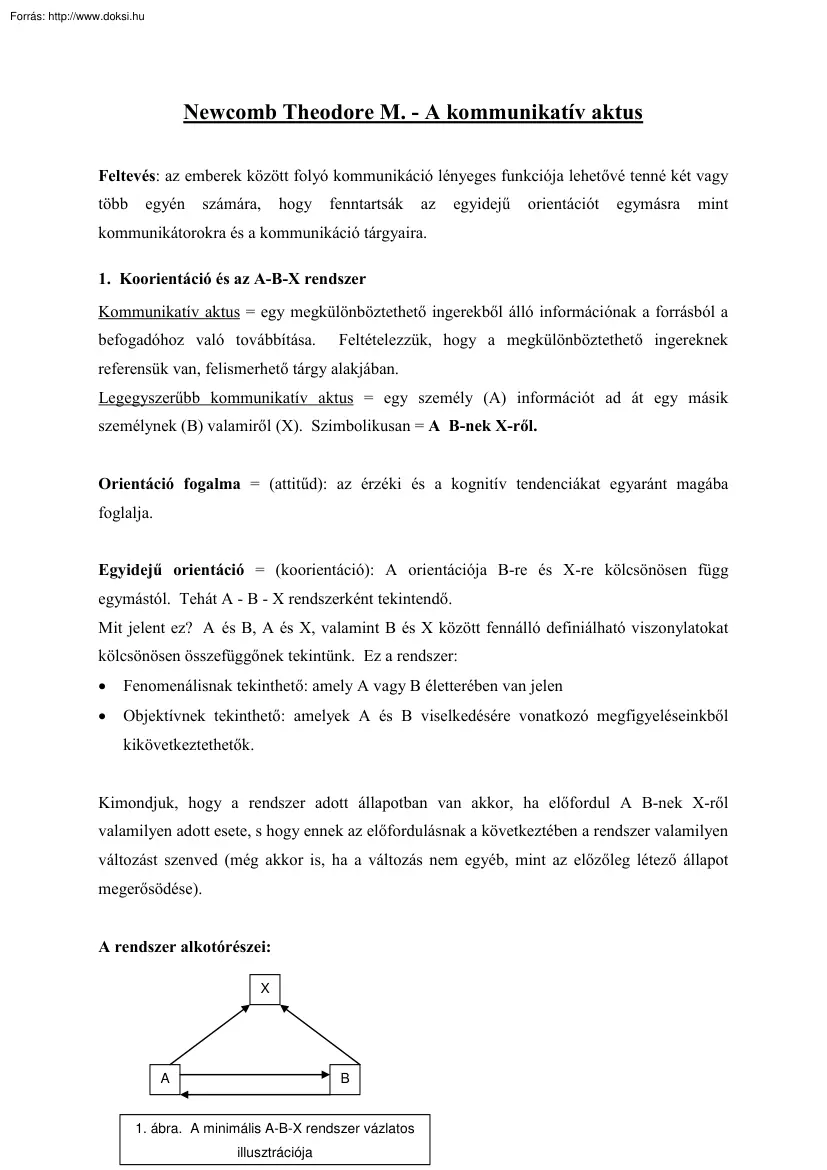 Newcomb Theodore M. - A kommunikatív aktus