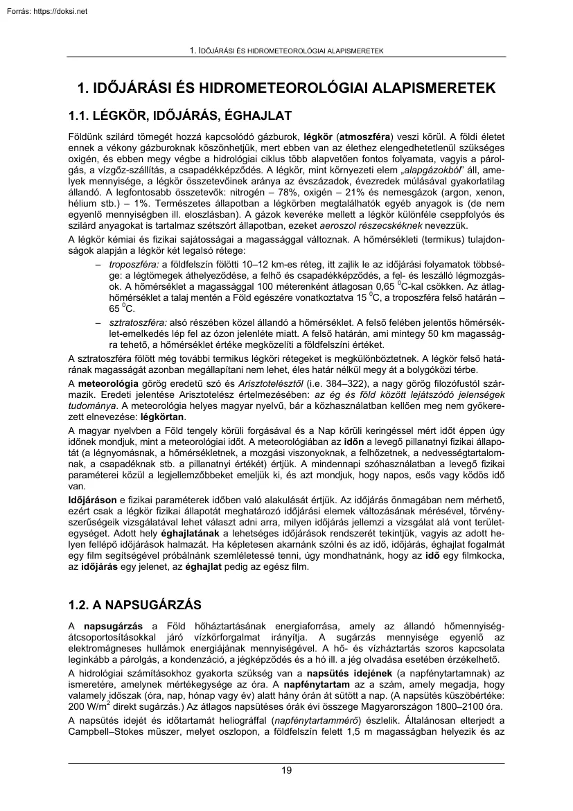 Dr. Szlávik Lajos - Időjárási és hidrometeorológiai alapismeretek
