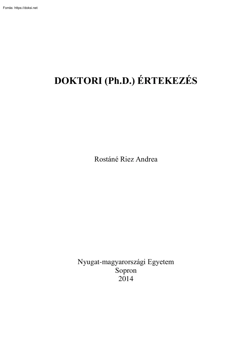 Rostáné Riez Andrea - A közösségi gazdálkodás érvényesítése a szociális