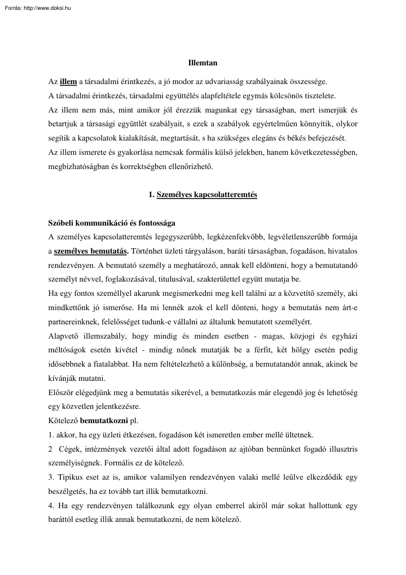Illemtan tételek