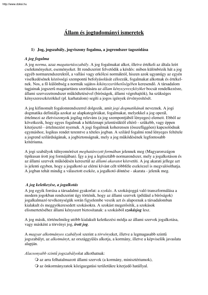 Állam és jogtudományi ismeretek