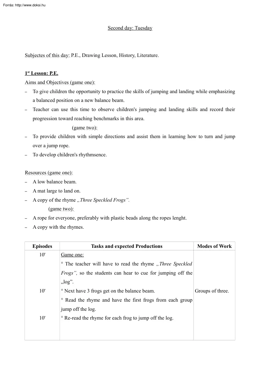 P.E., drawing lesson, history, literature