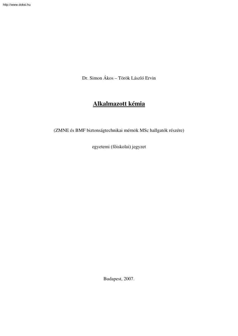 Dr. Simon-Török - Alkalmazott kémia