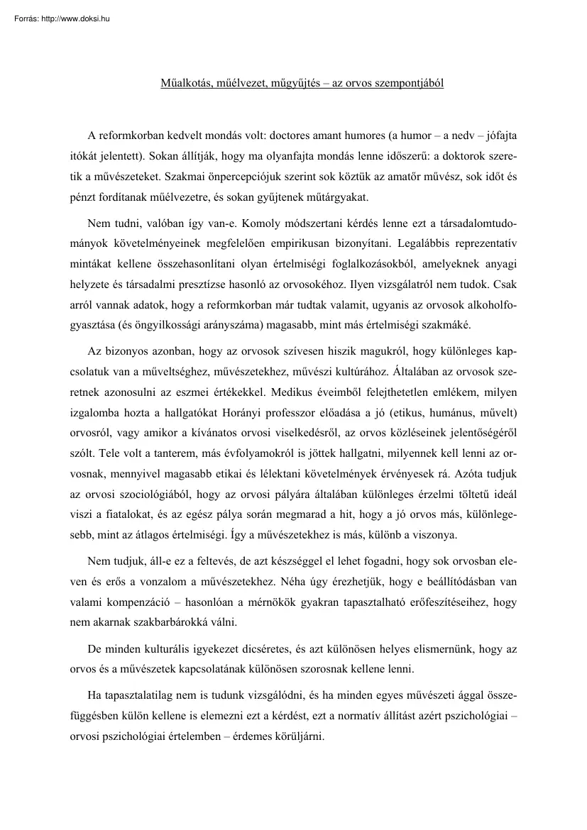 Dr. Buda Béla - Műalkotás, műélvezet, műgyűjtés az orvos szempontjából