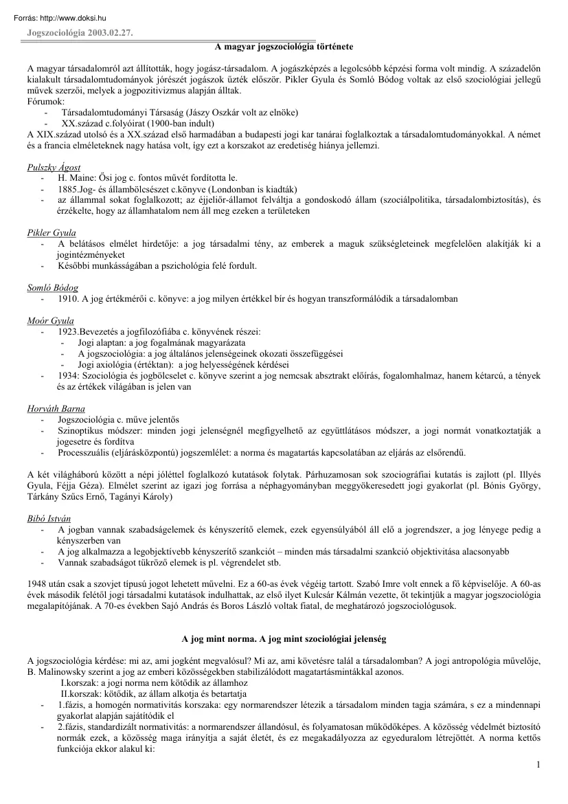 A magyar jogszociológia története