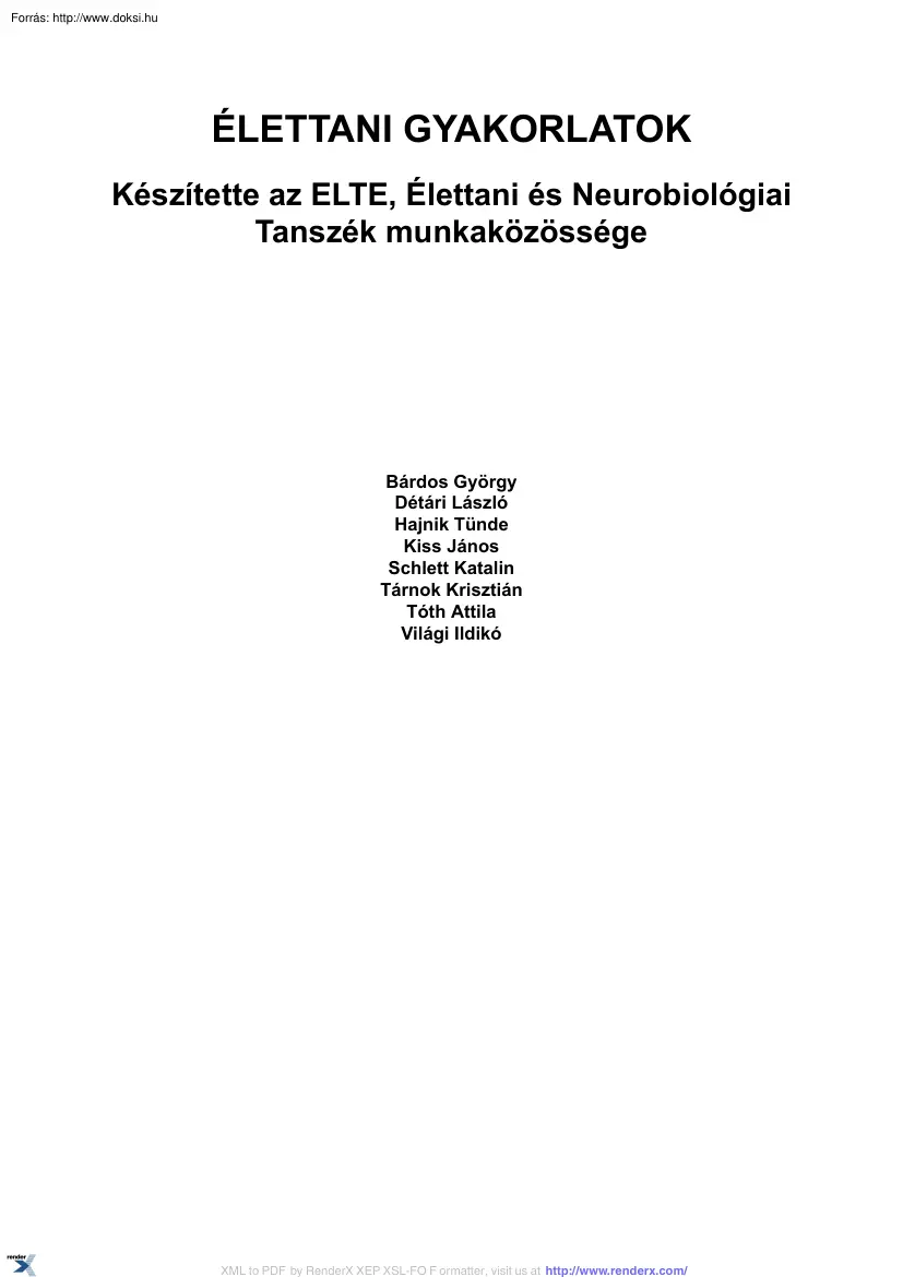 Bárdos-Détári-Hajnik - Élettani gyakorlatok