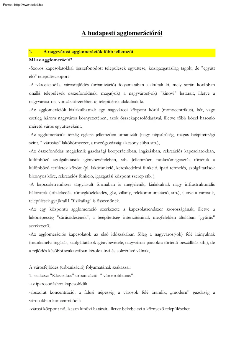 A budapesti agglomerációról