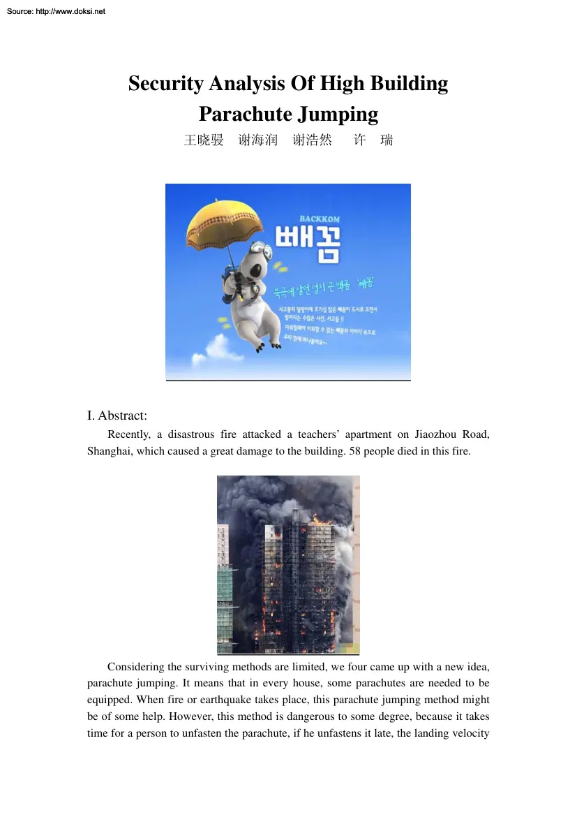 Security Analysis Of High Building Parachute Jumping