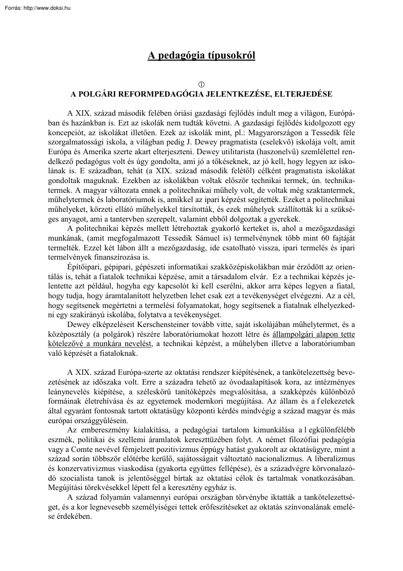 A pedagógia típusairól