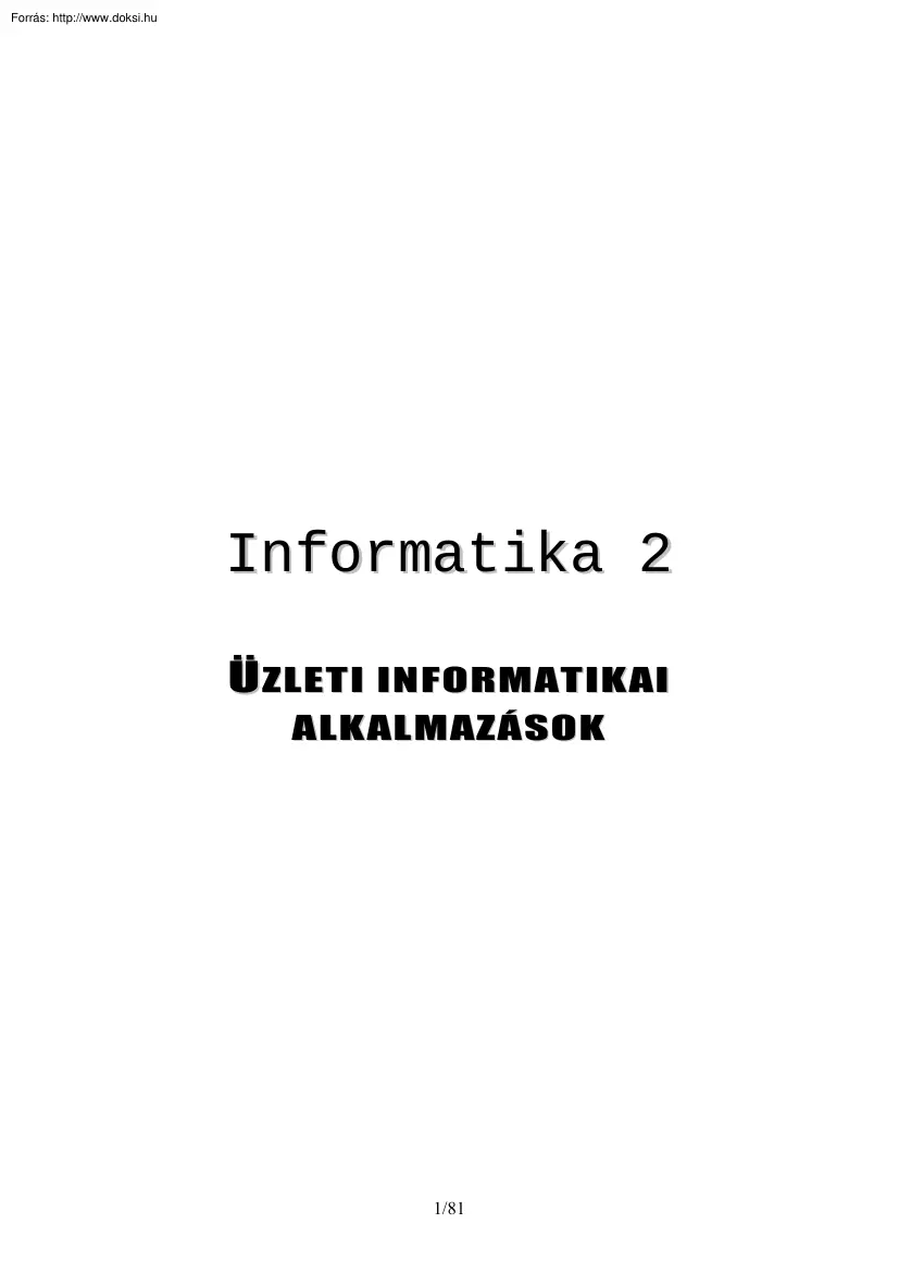 Üzleti informatikai alkalmazások