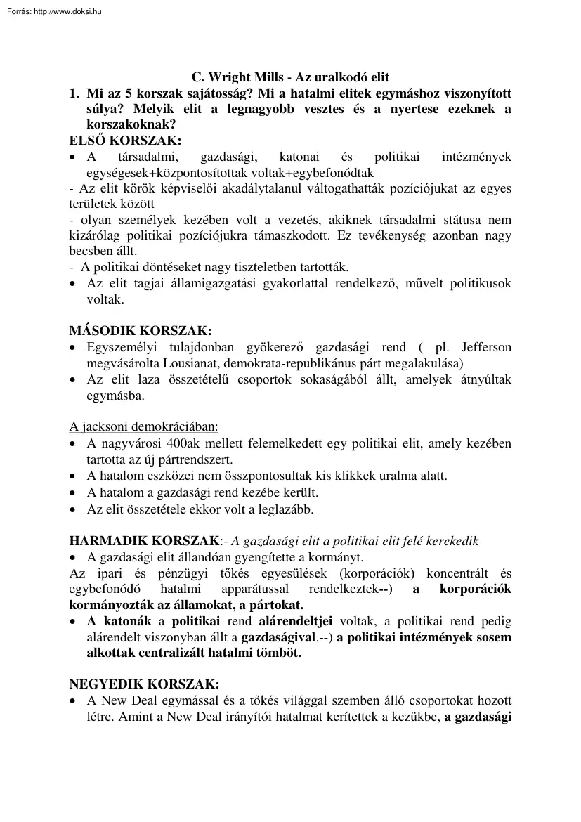 C. Wright Mills - Az uralkodó elit