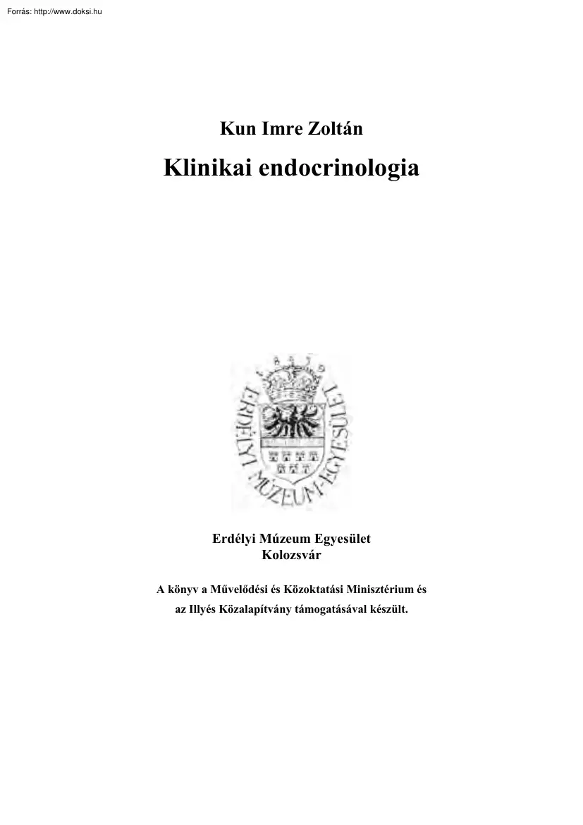 Kun Imre Zoltán - Klinikai endocrinologia